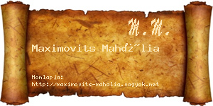 Maximovits Mahália névjegykártya